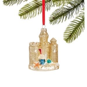 Glass Sand Castle Christmas Ornaments NWOT